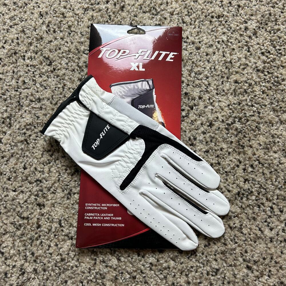 Top Flite Men's Cadet Golf Glove Size XL Left Hand Super Grip White Leather